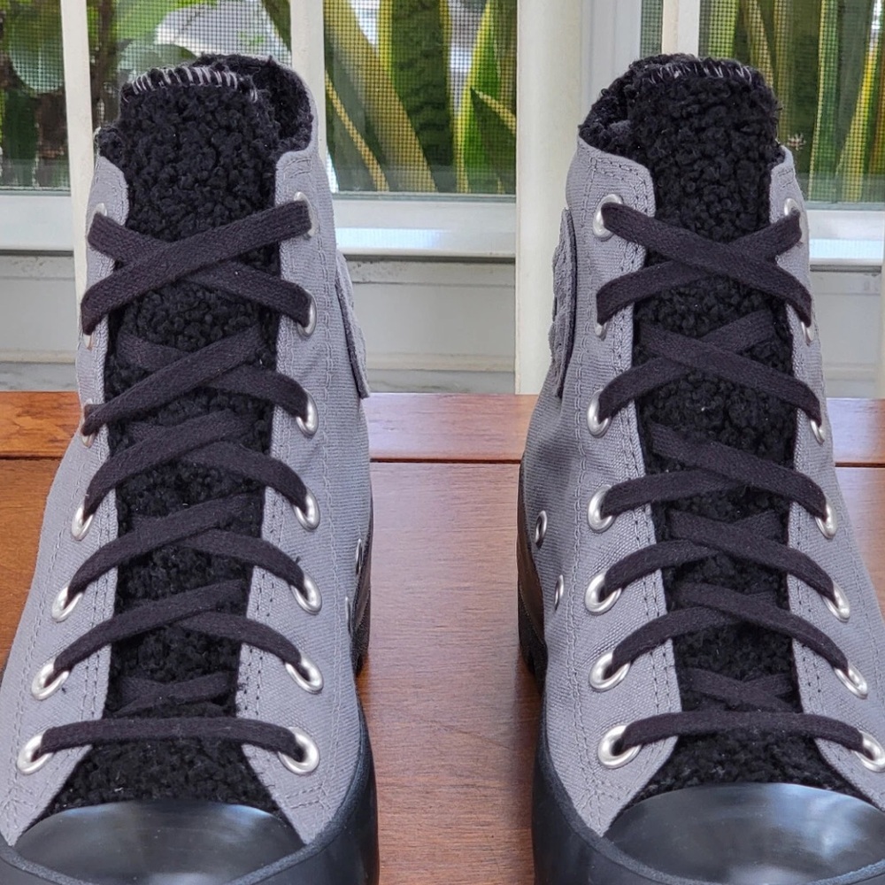 Converse Women's CTAS Lugged Hi Canvas Sherpa 573066C Mason Gray/Black - Picture 14 of 15